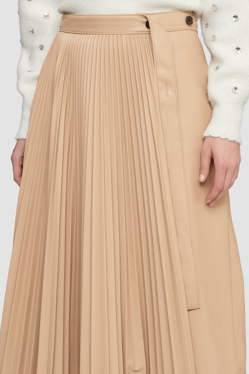 Leather Alternative Asymmetrical Pleated Skirt-neutrals #1 Leather Alternative Asymmetrical Pleated Skirt, - 3