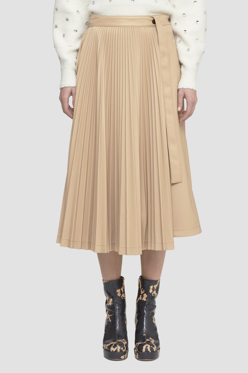 Leather Alternative Asymmetrical Pleated Skirt-neutrals #1 Leather Alternative Asymmetrical Pleated Skirt, - 3