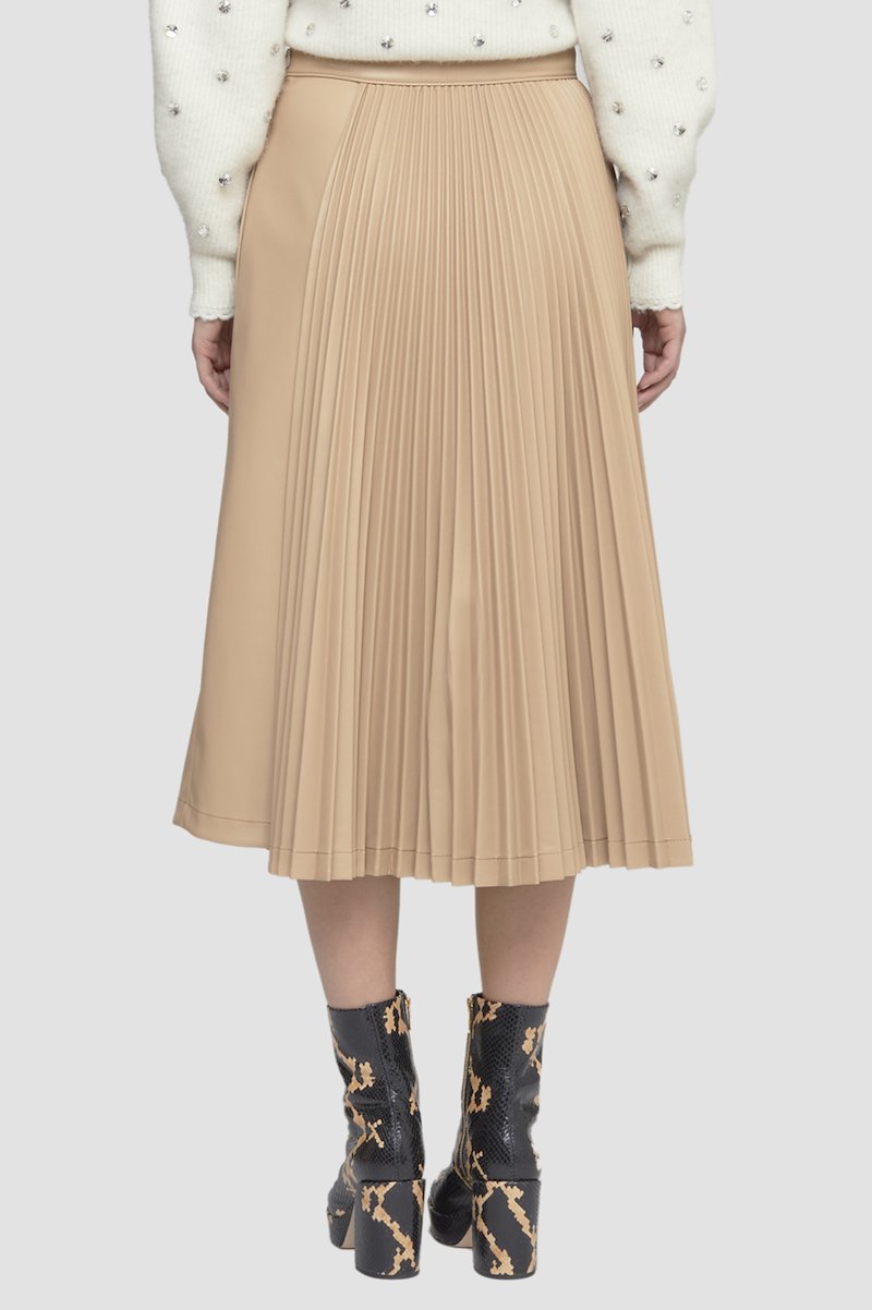 Leather Alternative Asymmetrical Pleated Skirt-neutrals #1 Leather Alternative Asymmetrical Pleated Skirt, - 5