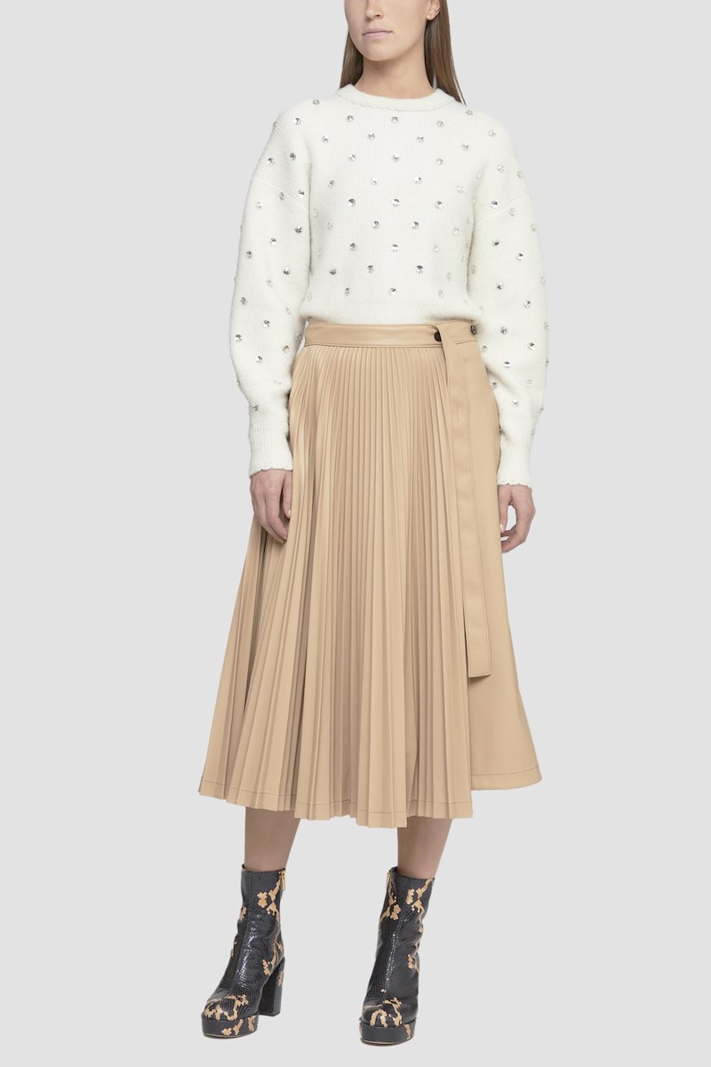 Leather Alternative Asymmetrical Pleated Skirt-neutrals #0 Leather Alternative Asymmetrical Pleated Skirt, - 0