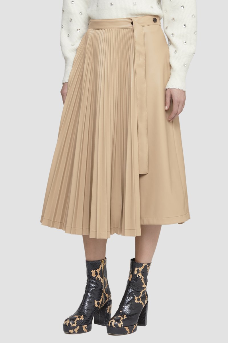 Leather Alternative Asymmetrical Pleated Skirt-neutrals #0 Leather Alternative Asymmetrical Pleated Skirt, - 4