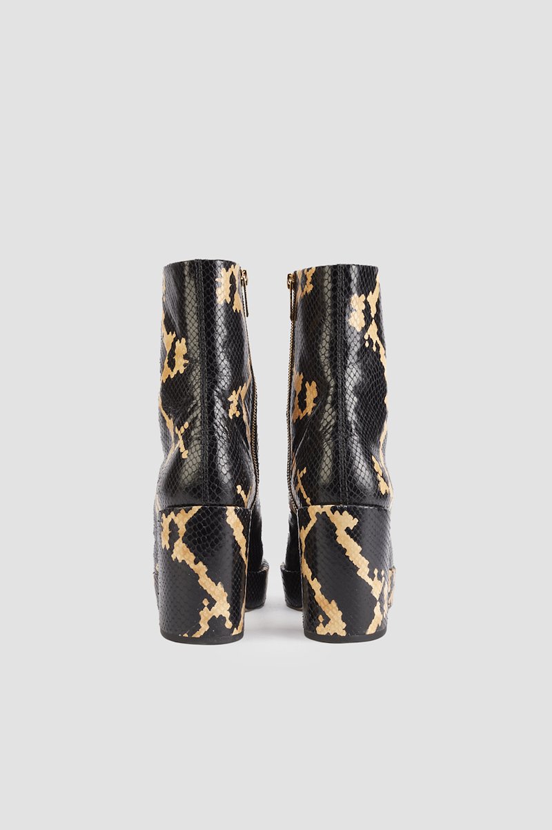 Naomi Platform Zip Up Mid Boot-black #0 Naomi Platform Zip Up Mid Boot, snake-print platform boots from 3.1 PHILLIP LIM featuring black/multicolour, calf leather, all-over snakeskin print, embossed crocodile effect, round toe, side zip fastening, platform sole and high block heel.- 4