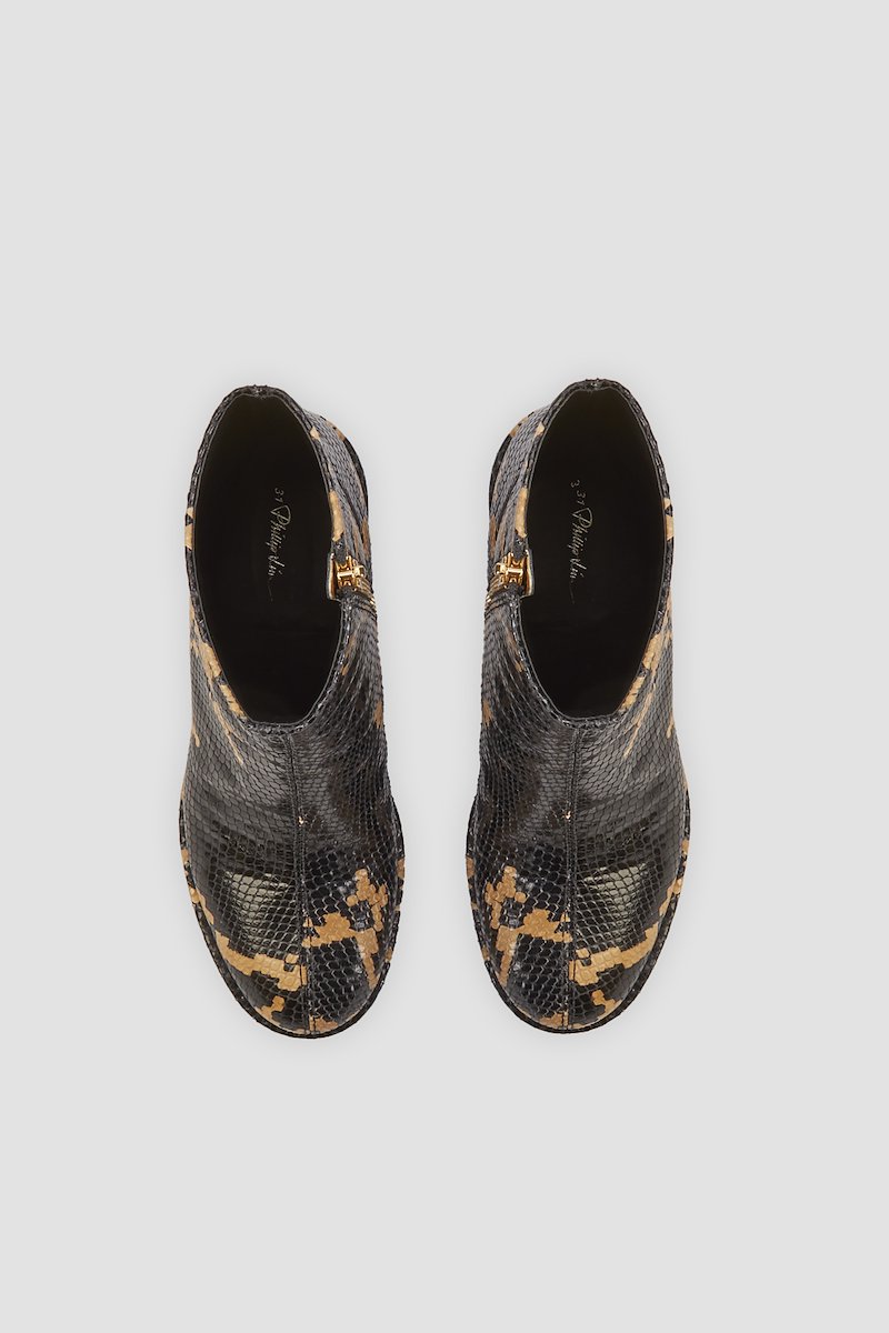 Naomi Platform Zip Up Mid Boot-black #1 Naomi Platform Zip Up Mid Boot, snake-print platform boots from 3.1 PHILLIP LIM featuring black/multicolour, calf leather, all-over snakeskin print, embossed crocodile effect, round toe, side zip fastening, platform sole and high block heel.- 1