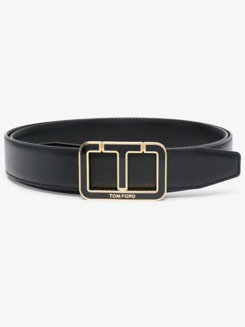 TOM FORD logo-buckle leather belt