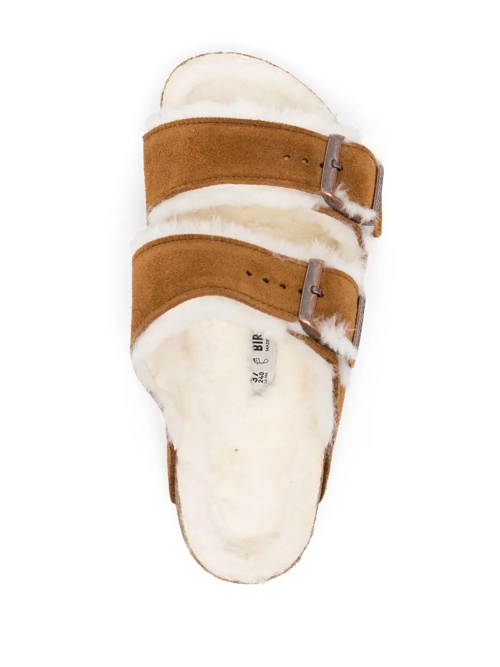 Birkenstock Shearling-lined Slip-on Sandals In Braun