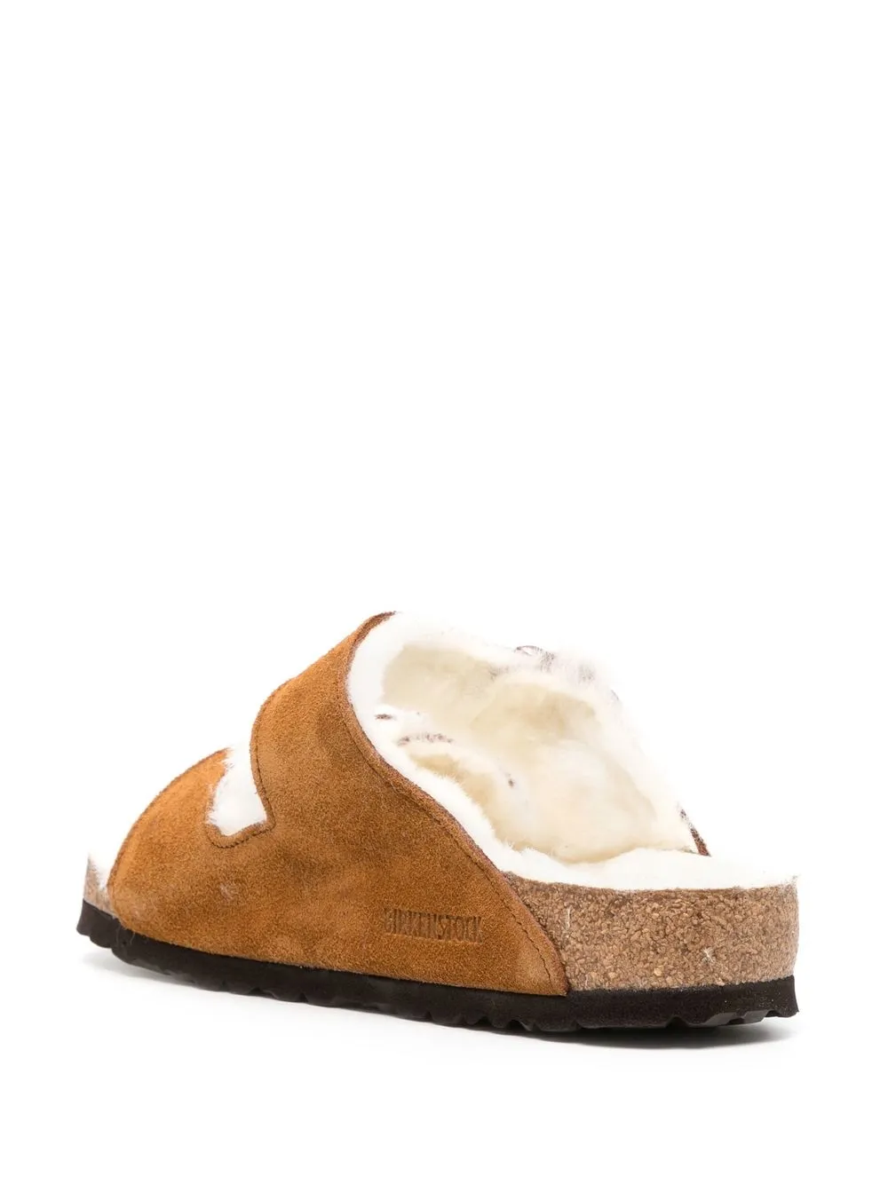 Birkenstock Shearling-lined Slip-on Sandals In Braun