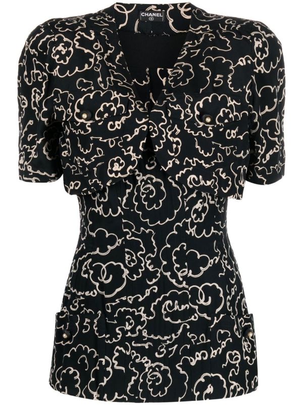 Chanel Pre-Owned 1993 Camélia Print Short-sleeved Blouse