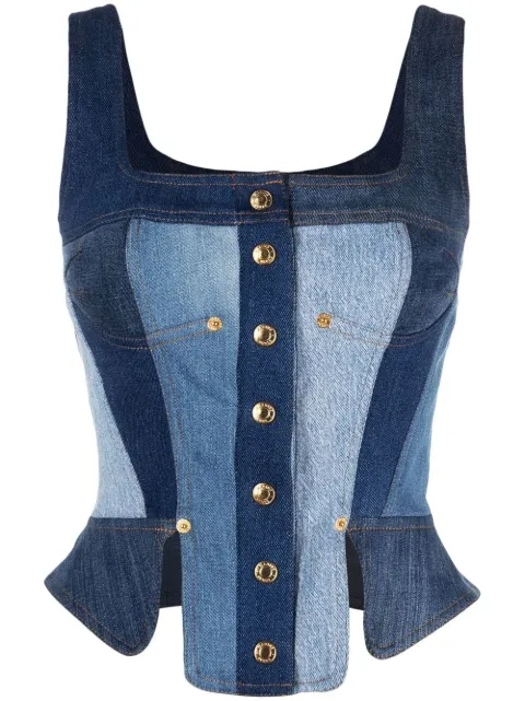 Marine Serre Bustier-Top aus Denim
