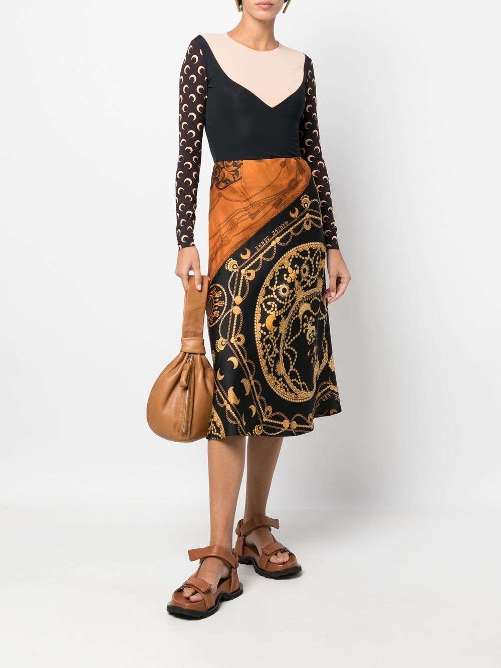 Shop Marine Serre Regenerated Jewellery-print Silk Skirt In Orange