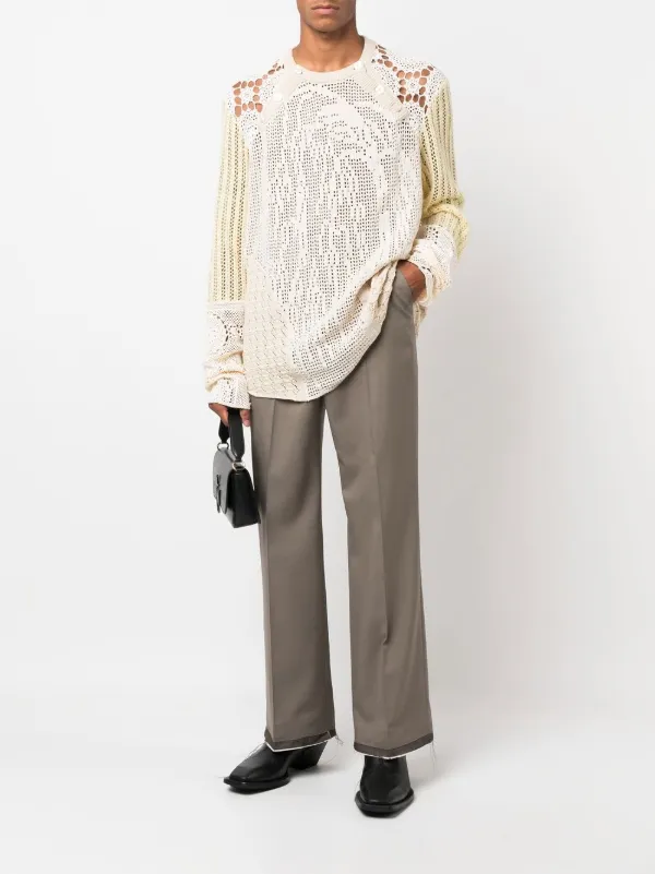 Marine Serre Regenerated Crochet Raglan Jumper | Neutrals