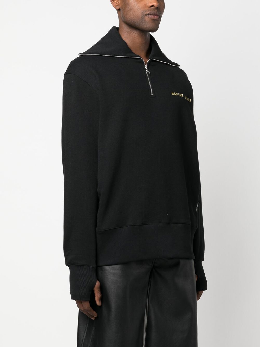 Marine Serre logo-embroidered half-zip Sweatshirt - Farfetch