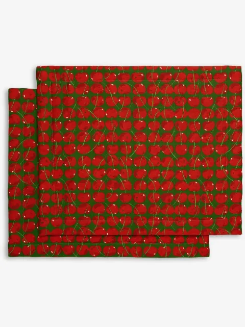 La DoubleJ Cherries Verde-print tablemats (set of 2)