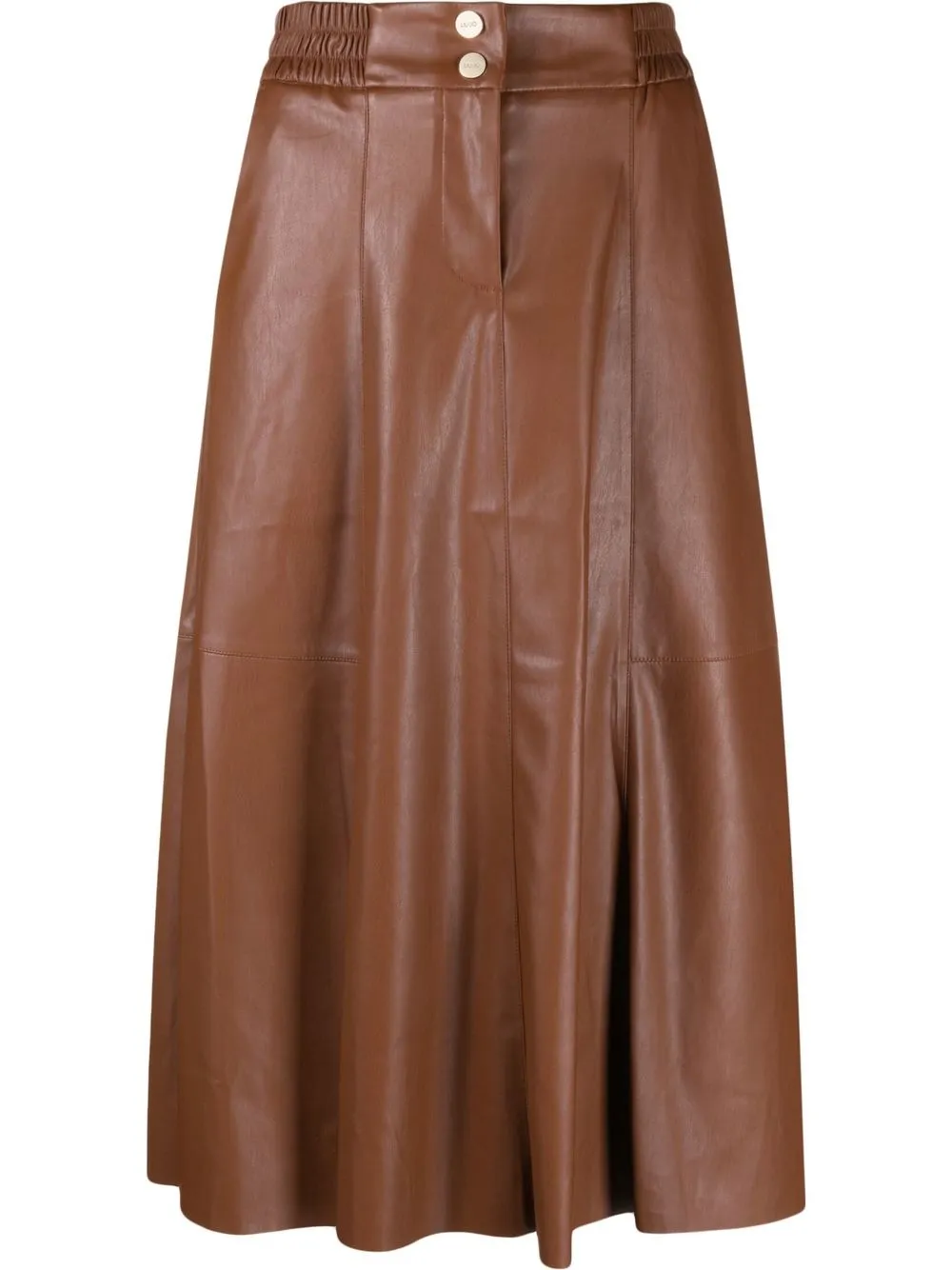 

LIU JO faux-leather panelled high-waist skirt - Brown