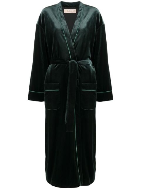 Blanca Vita velvet-effect tied-waist coat