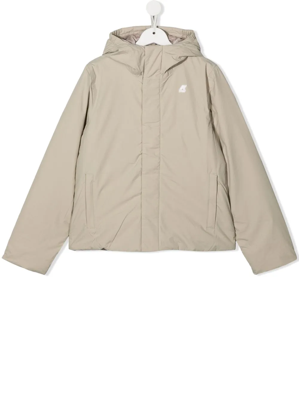 

K Way Kids logo patch hooded jacket - Neutrals