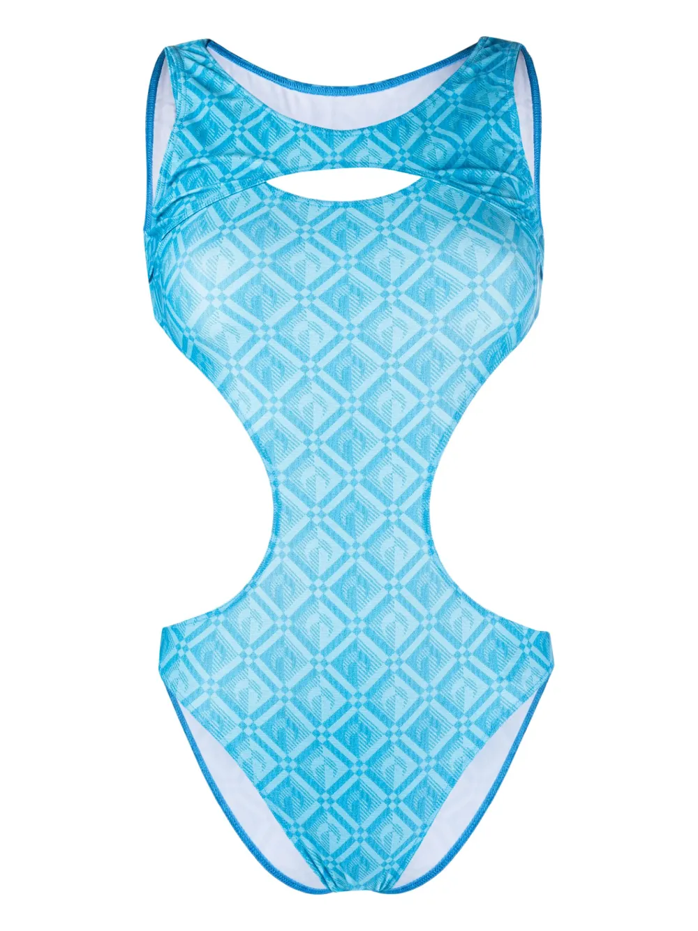 Lozenge print cut-out swimsuit