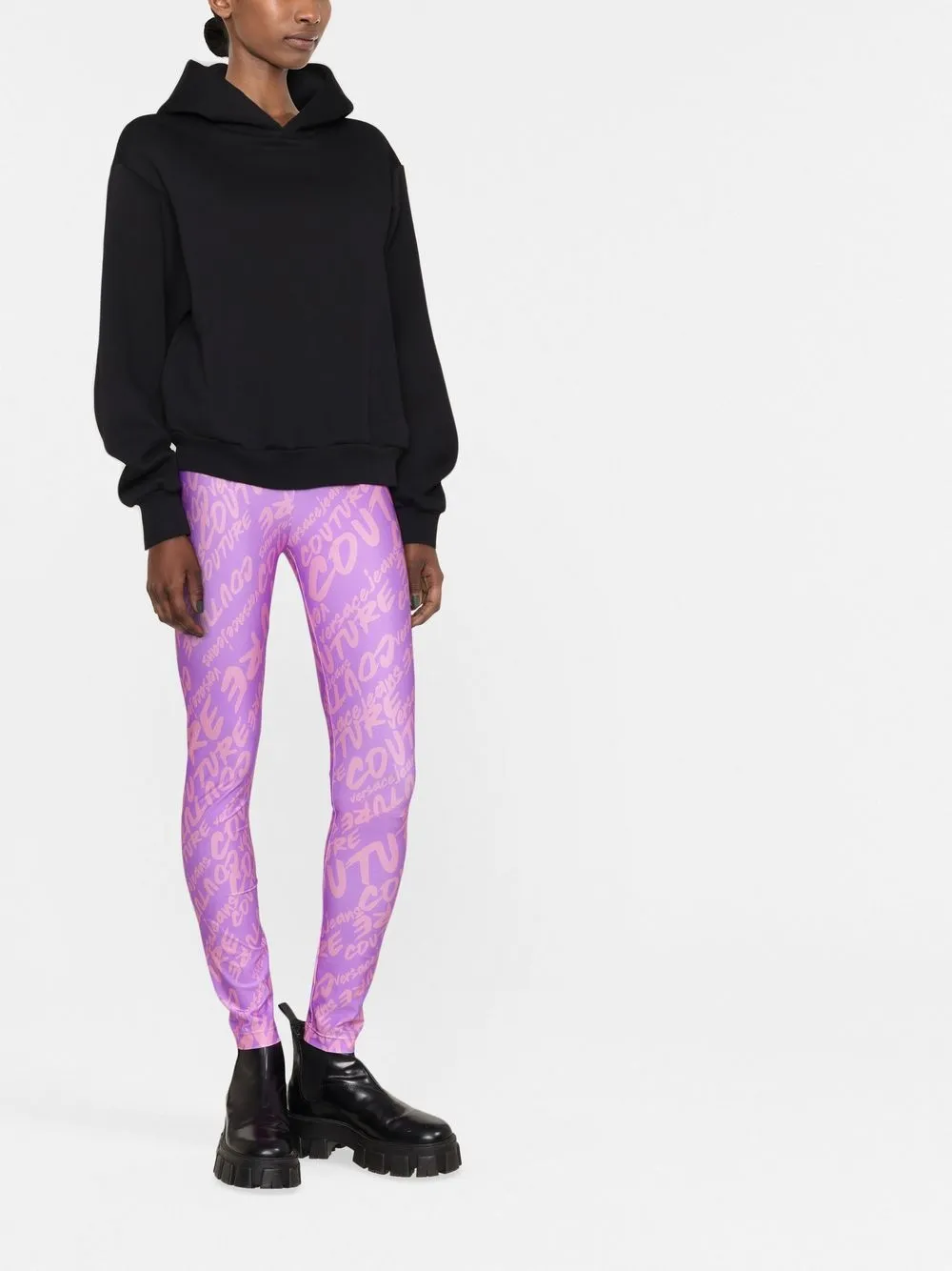 Versace Jeans Couture Legging met logoprint - Paars