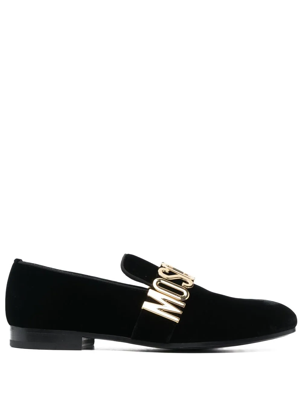 

Moschino logo-plaque detail loafers - Black