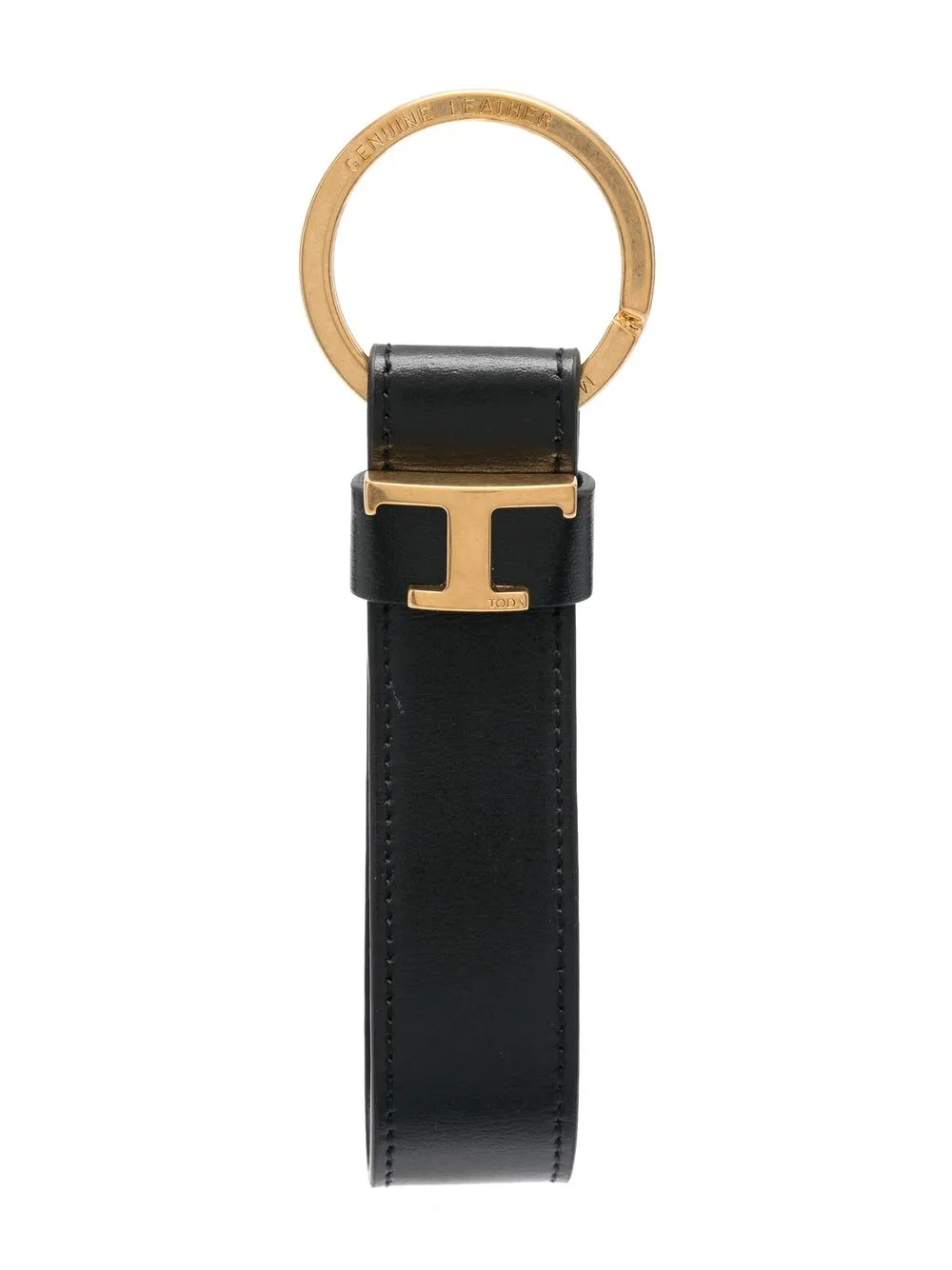 Tod's T-logo Leather Keychain In Black