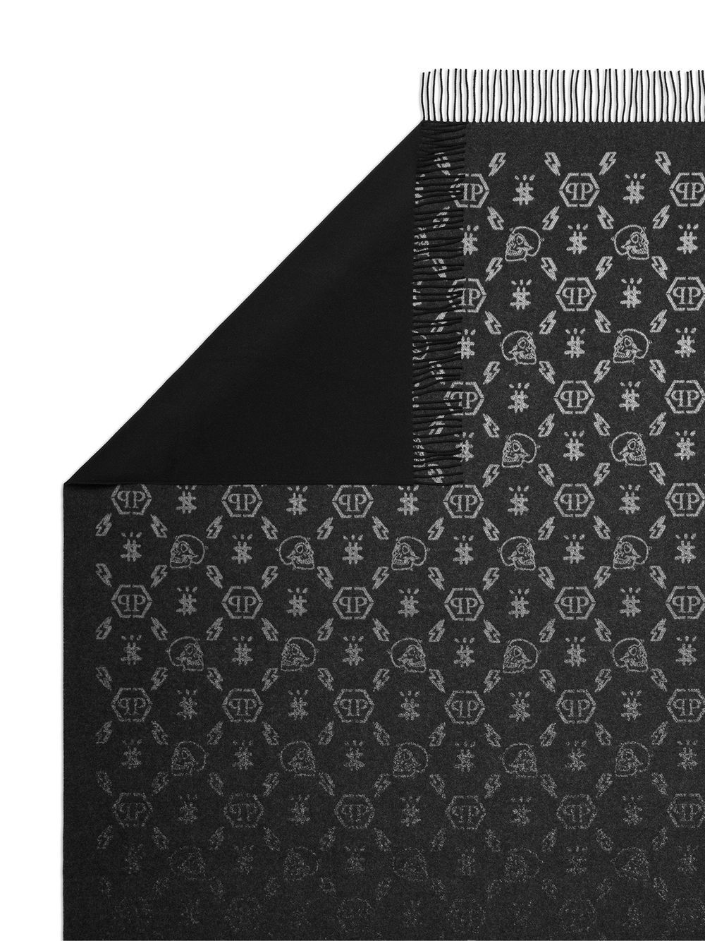 Shop Philipp Plein All-over Monogram-print Blanket In Black