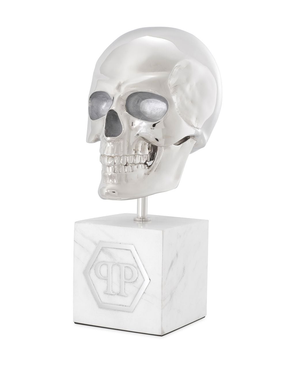 Shop Philipp Plein Platinum Skull-embellished Stand In 银色