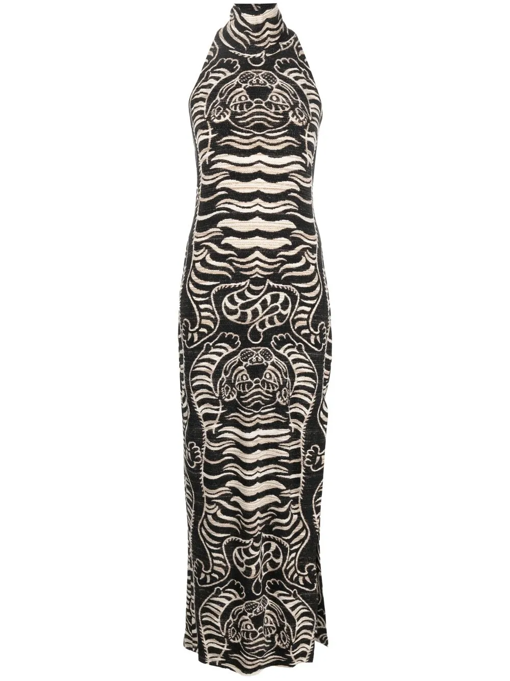 

Norma Kamali patterned-jacquard halterneck dress - Neutrals