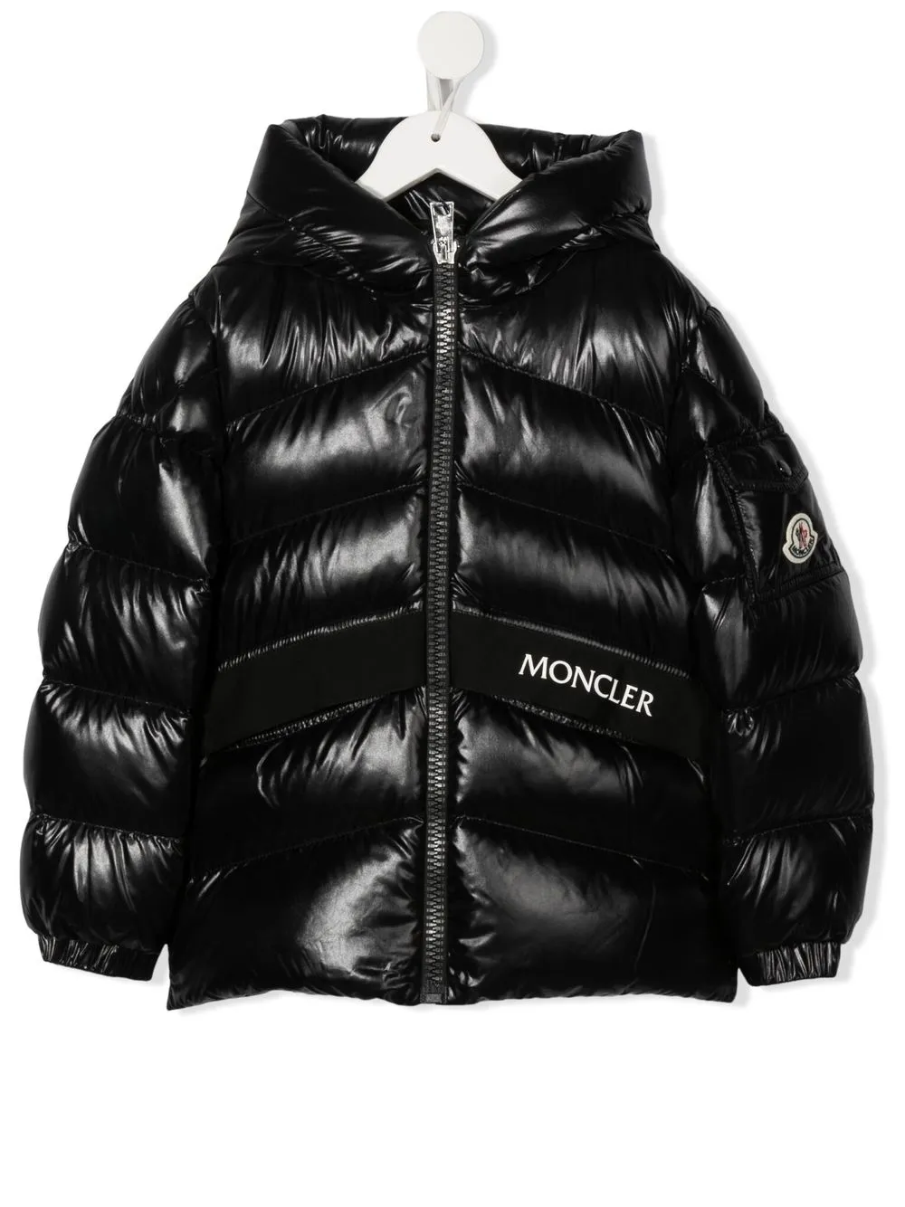 

Moncler Enfant chamarra capitonada con parche del logo - Negro