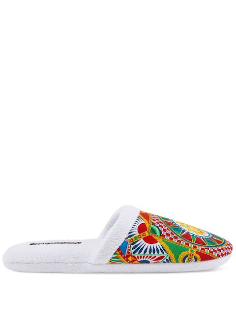 Dolce & Gabbana Carretto Siciliano-print terry slippers