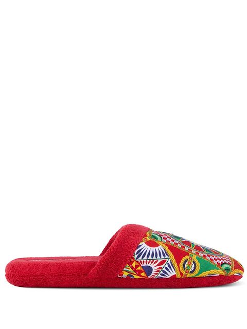 Dolce & Gabbana Carretto Siciliano-print terry slippers