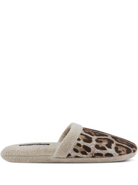 Dolce & Gabbana leopard-print terry slippers