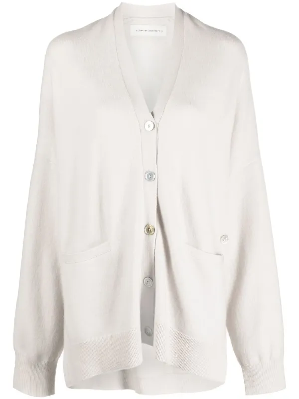 Extreme Cashmere Button-up Knitted Cardigan in Neutrals