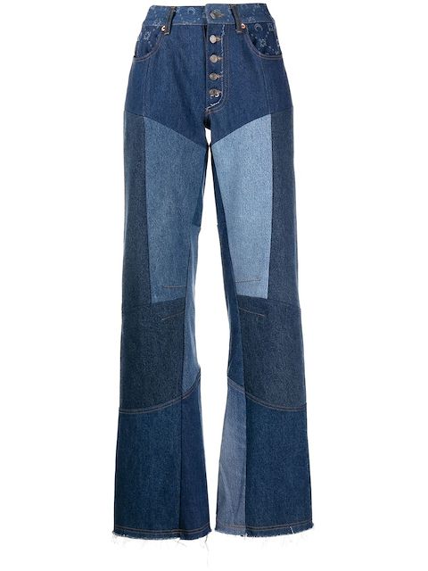 Marine Serre Moonogram wide-leg denim trousers