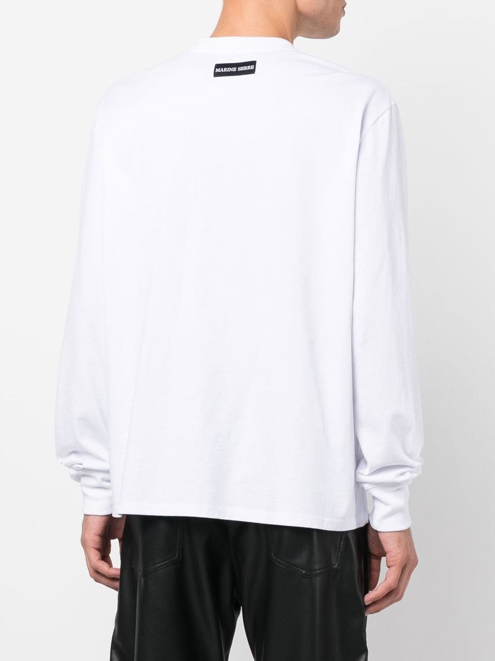 Shop Marine Serre Organic Cotton Long-sleeve T-shirt In White