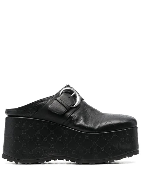 Marine Serre Moonogram 86mm heel leather clogs
