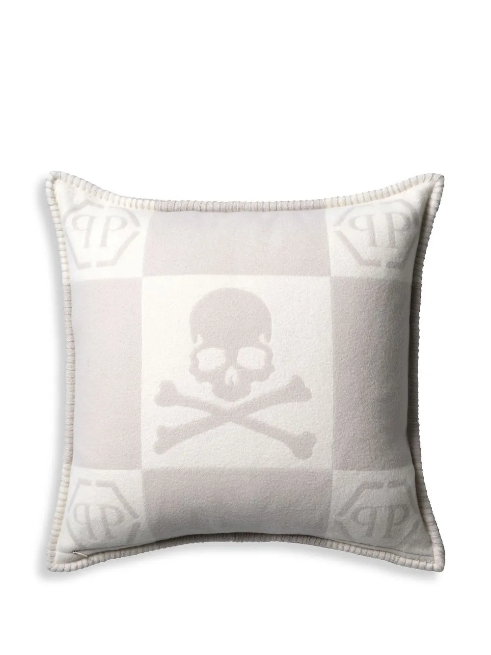 Philipp Plein Geruit kussen - Wit