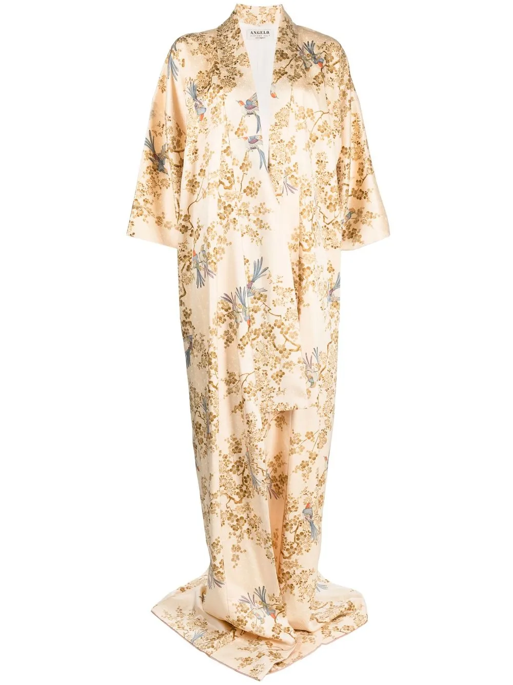 

A.N.G.E.L.O. Vintage Cult abrigo con estampado floral y pájaros 1970 - Neutro