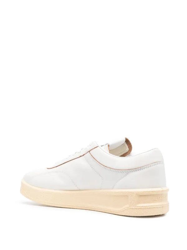 JIL SANDER■ジルサンダー ロゴ レザーレースアップスニーカー白 Jil Sander レースアップ レザースニーカー | ホワイト