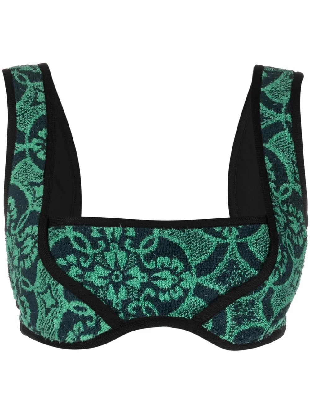 Marine Serre Bedrucktes Bralette Aus Frottee In Grün
