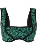 Marine Serre Oriental Towels cropped top - Green