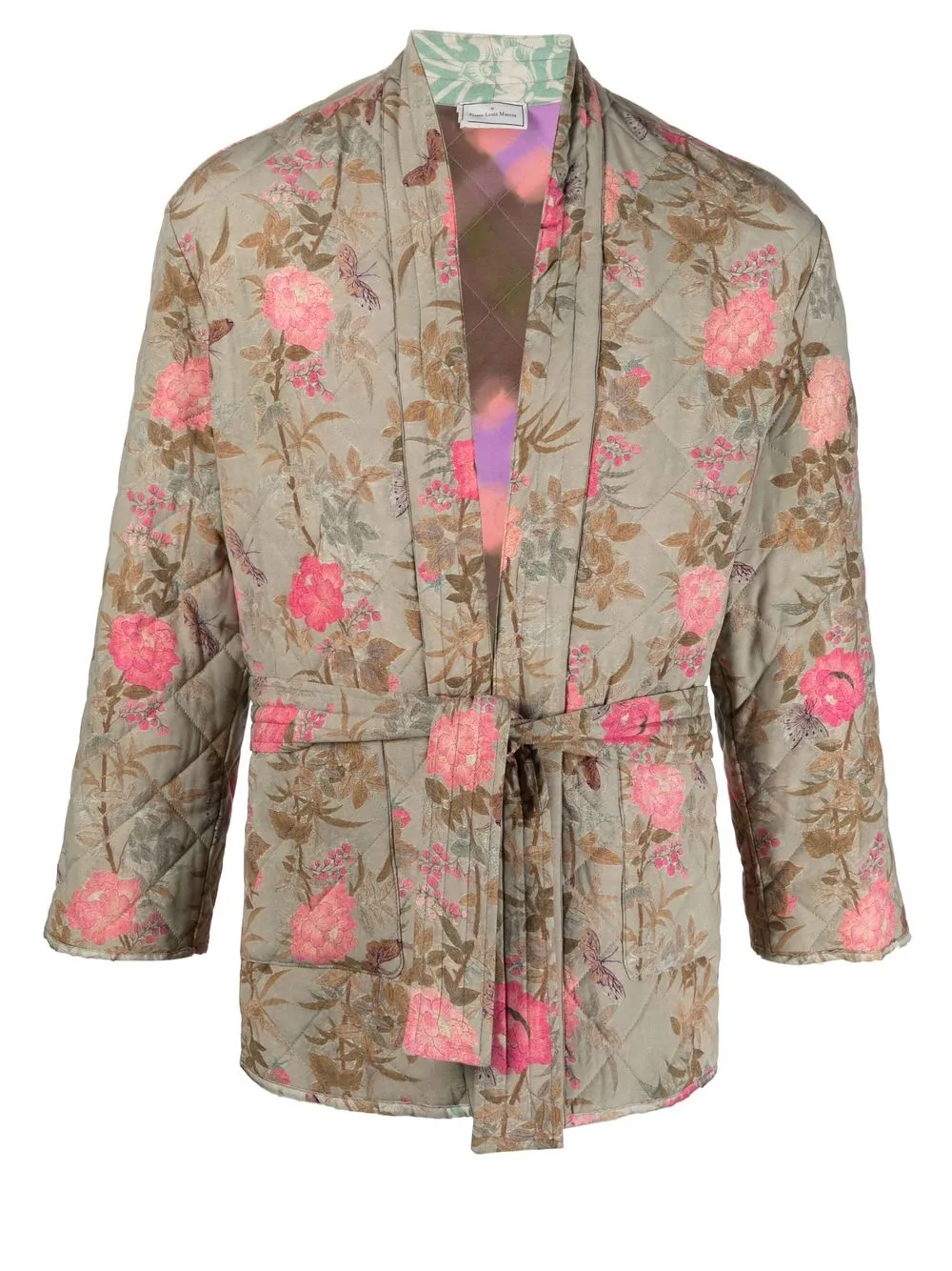 

Pierre-Louis Mascia floral-print shawl-lapel robe - Neutrals