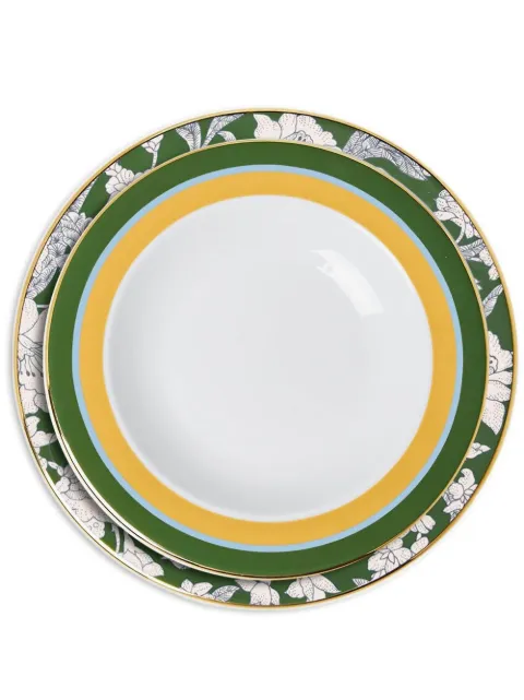 La DoubleJ Roman Holiday Avorio-print soup and dinner (set of 2)