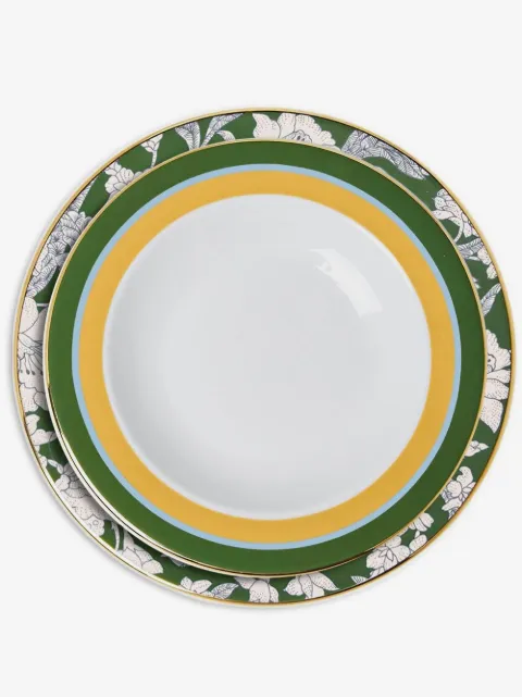 La DoubleJ Roman Holiday Avorio-print soup and dinner (set of 2)