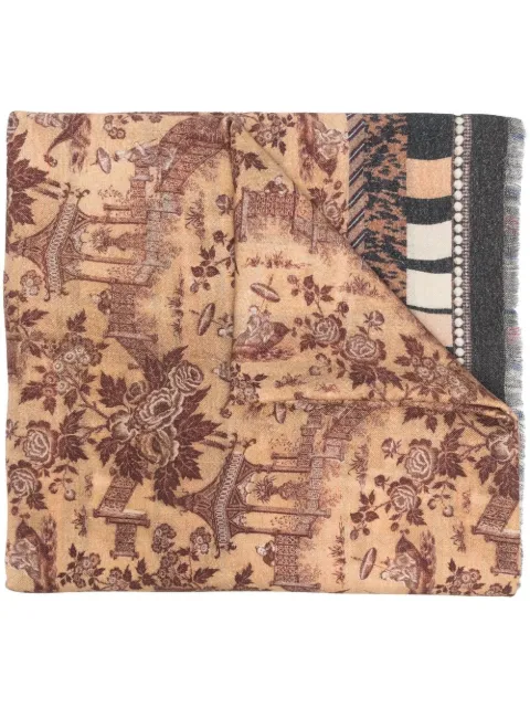 panelled frayed scarf