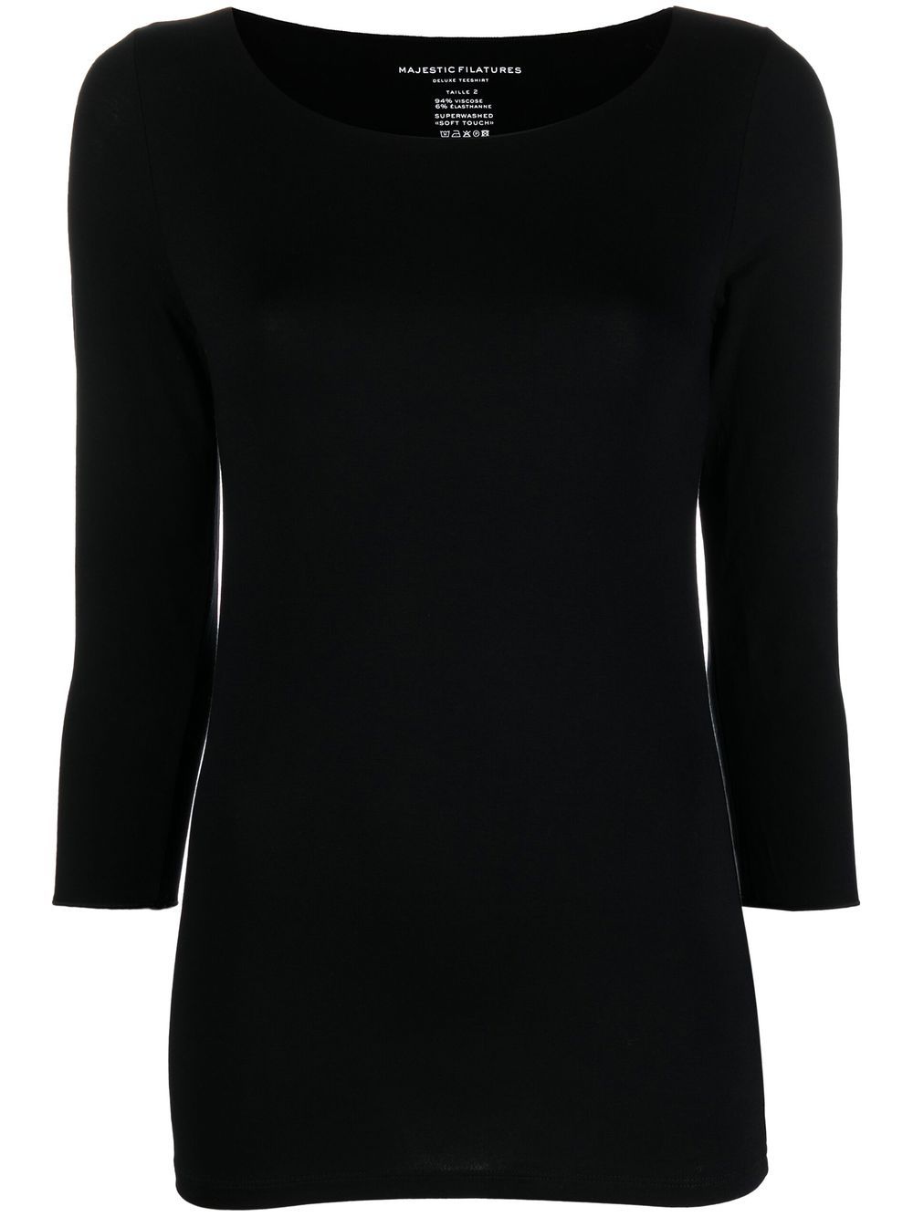 Majestic Filatures U-neck long-sleeved top - Black