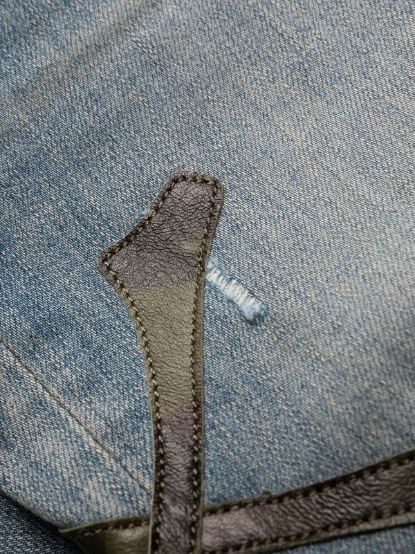 Amiri Blue Distressed Denim Patch Applique Detailed Slim Fit Jeans M Amiri