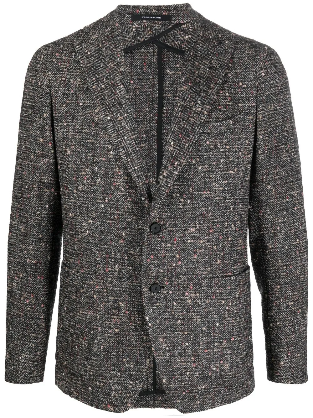 

Tagliatore speckle-knit single-breasted blazer - Black