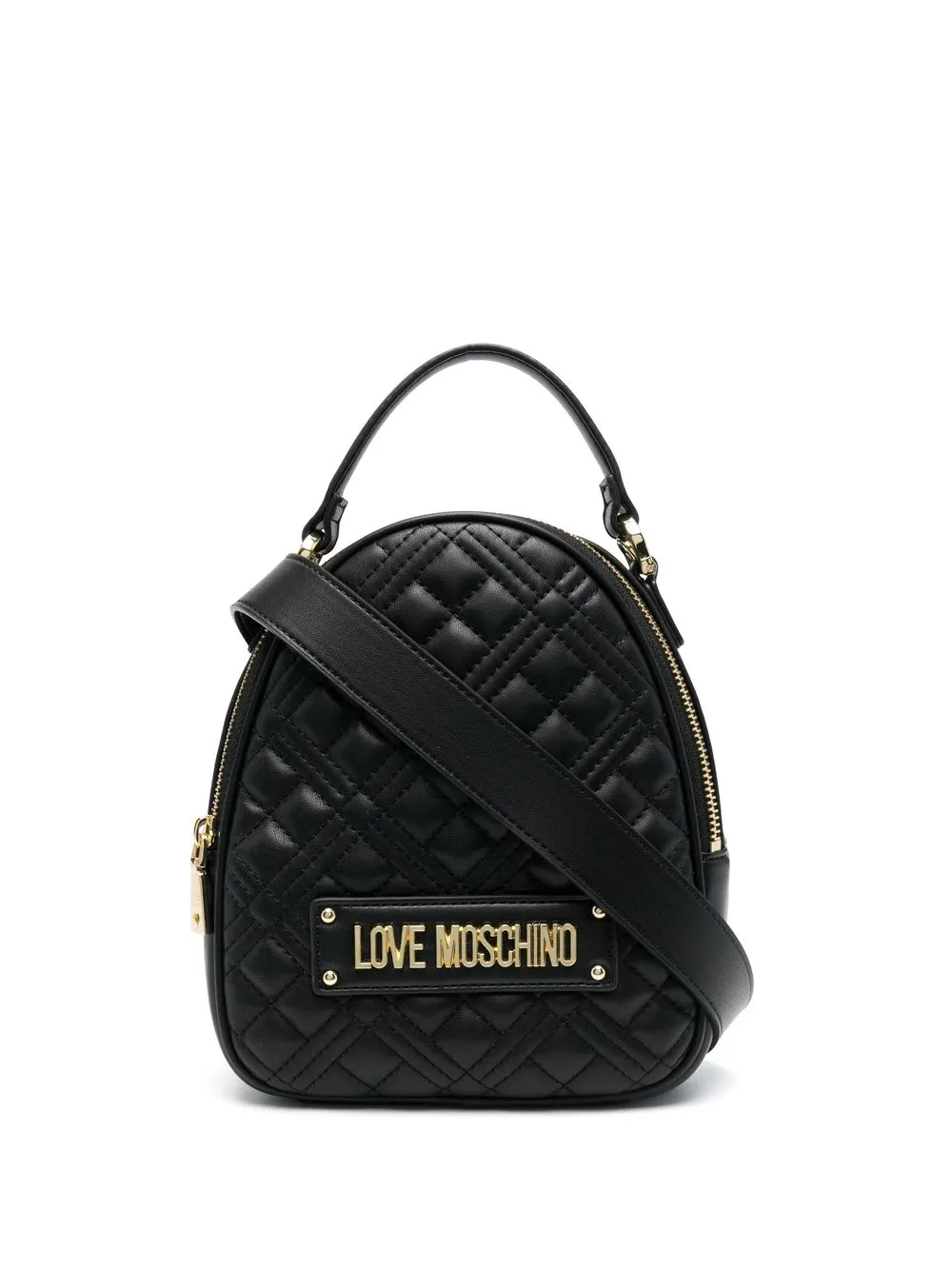 

Love Moschino mochila capitonada con placa del logo - Negro