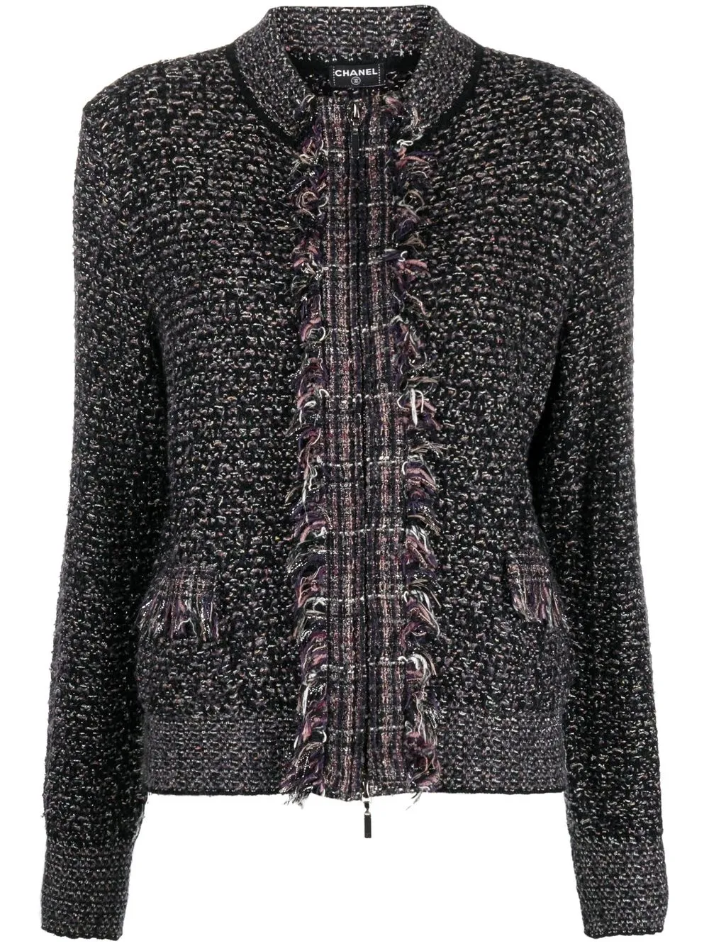 

Chanel Pre-Owned 2010s cutaway collar tweed jacket - Black