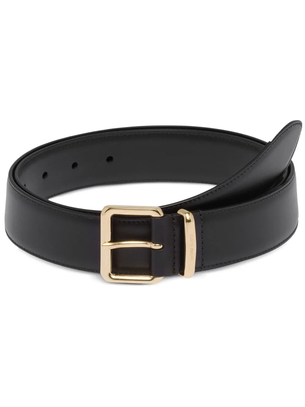 Miu Miu laser-engraved logo belt – Black