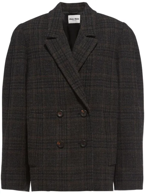 Miu Miu plaid-check double-breasted wool coat